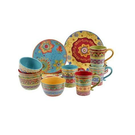 Vibrant, Beautiful, Colorful 100% Ceramic 16-pc Dinnerware Set - Walmart.com - Walmart.com