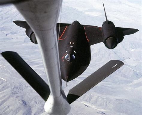 A Lockheed SR-71 strategic reconnaissance aircraft manoeuvres into position above Beale AFB to ...