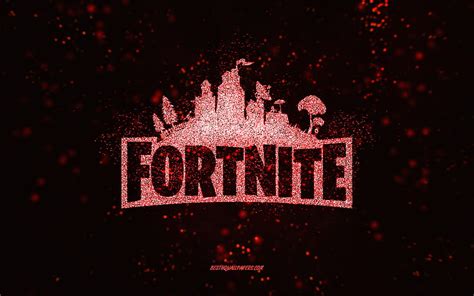 Fortnite glitter logo, black background, Fortnite logo, red glitter art ...