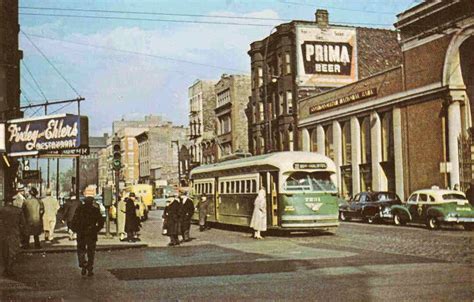 chicago 1950 | POSTCARD - CHICAGO - STREETCAR - STOPPED IN FRONT OF CORNER PIXLEY ANF ...