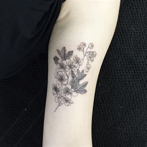 hawthorn flowers #hawthornflowers #flowertattoo #linetattoo # ...