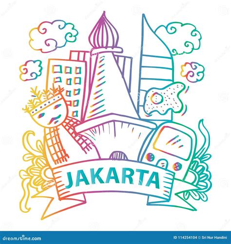 Doodle of icon Jakarta stock illustration. Illustration of crust - 114254104