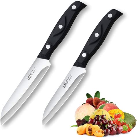 Little Cook 2Pcs Paring Knife - 4 inch Peeling Knife - Fruit and vegetable Knife - Ultra Sharp ...