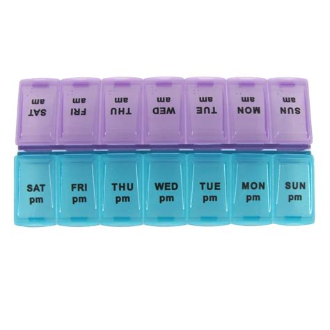 Large Print AM PM Pill Box Medication Organizer Weekly Medicine Storage ...