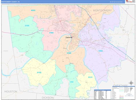 Montgomery County, TN Wall Map Color Cast Style by MarketMAPS ...