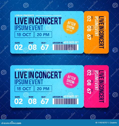 Vector Illustration Concert Ticket Template. Concert, Party or Festival ...