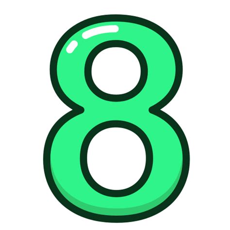 Eight, green, number, numbers, study icon