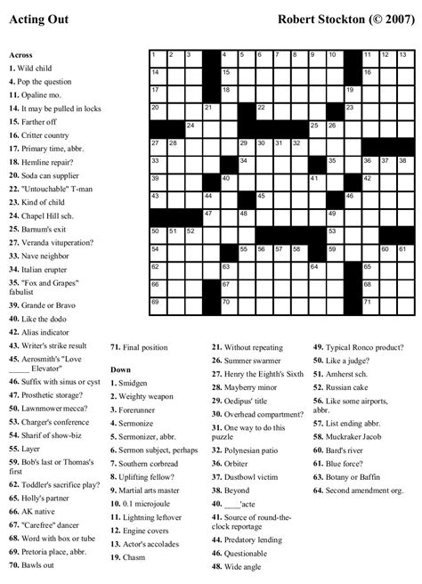 Free Printable Large Print Crossword Puzzles | Printable crossword puzzles, Crossword puzzles ...