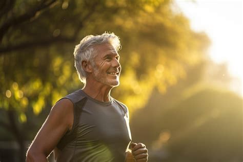 Premium AI Image | illustration of happy seniors doing exercise in the park during daytime