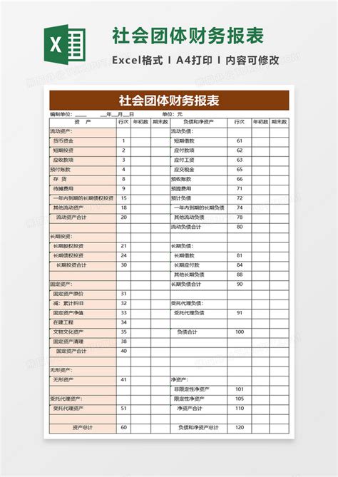 社会团体财务报表EXCEL模板下载_财务报表_图客巴巴