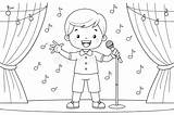 Coloring Page And Book A Boy Singing On The Stage Stock Illustration  sketch template