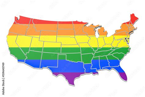 United states map with LGBT flag, 3D rendering Stock Illustration ...