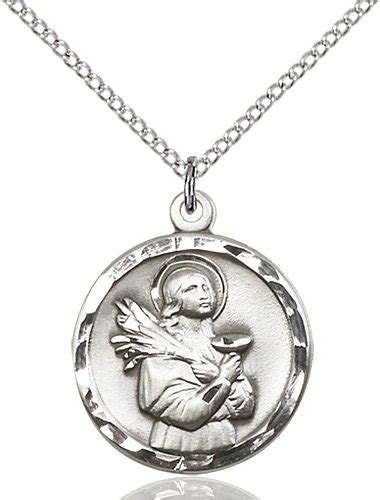 St Lucy Medal - Sterling Chain - Medium, Engravable - Catholic Saint Medals