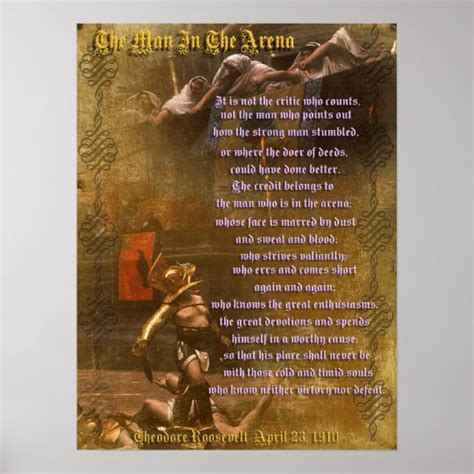 "The man in the arena" Theodore Roosevelt Poster | Zazzle