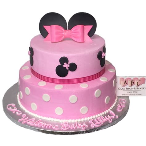 (1958) 2 Tier Minnie Mouse Baby Shower Cake - ABC Cake Shop & Bakery