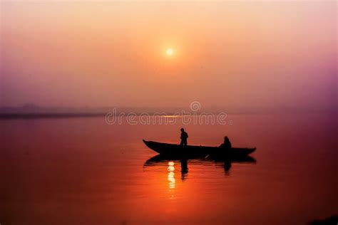 Sunrise at Ganga River stock image. Image of religious - 85210017