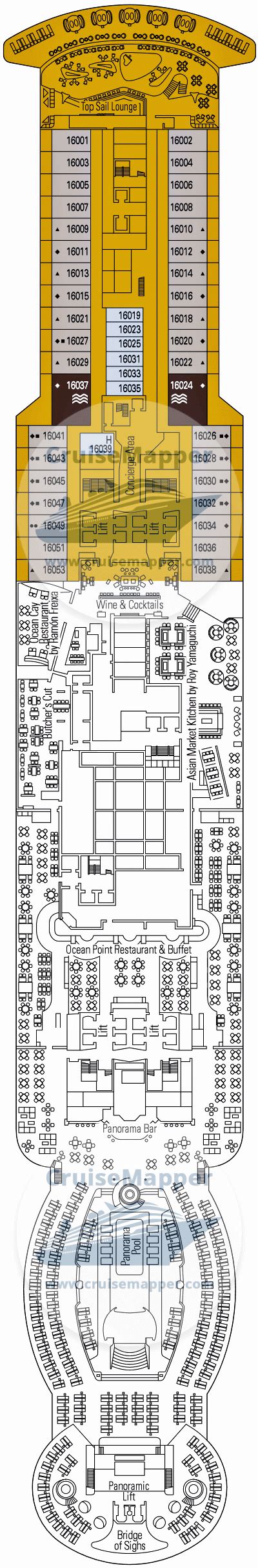 MSC Seaview deck 16 plan | CruiseMapper