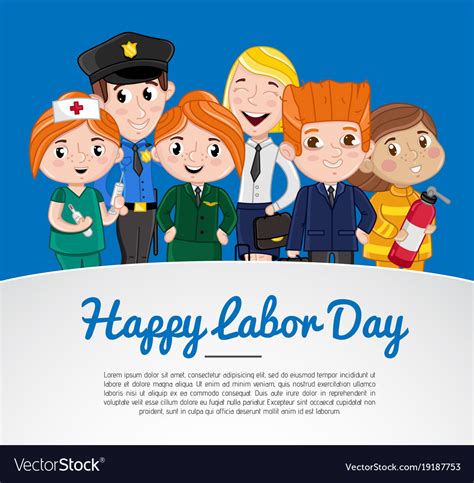 Happy labor day greeting card with children Vector Image