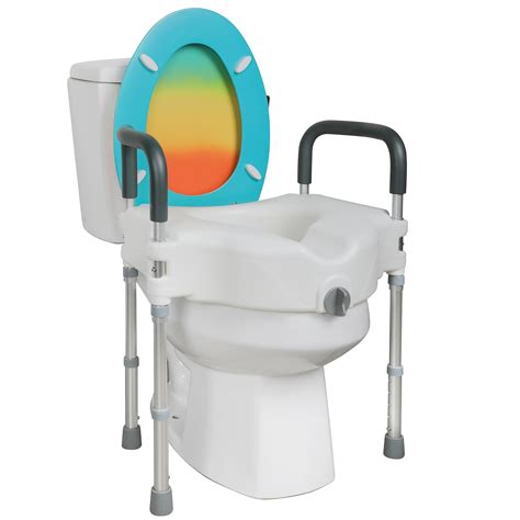 Deewow Raised Toilet Seat, Elevated Toilet Seat Riser with Handle, Height Adjustable Legs ...