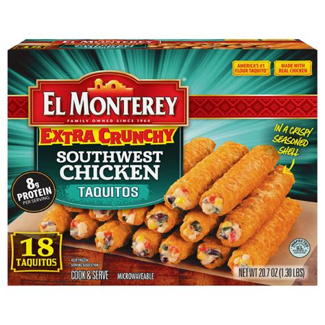 Save on El Monterey Taquitos Southwest Chicken Extra Crunchy - 18 ct Order Online Delivery | Giant