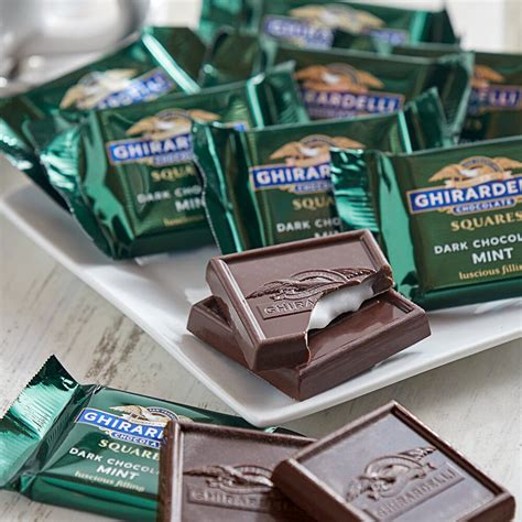 Ghirardelli Individually-Wrapped Dark Chocolate Mint Squares - 430/Case