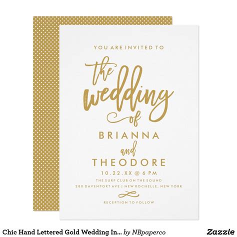 Chic Hand Lettered Gold Wedding Invitation | Zazzle | Gold wedding invitations, Wedding ...