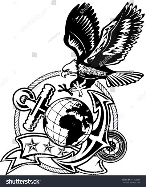 American Eagle Anchor And Globe Stock Vector Illustration 331464221 ...