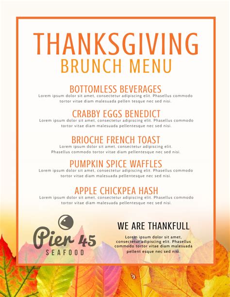 Fall Thanksgiving Brunch Menu Template | MyCreativeShop