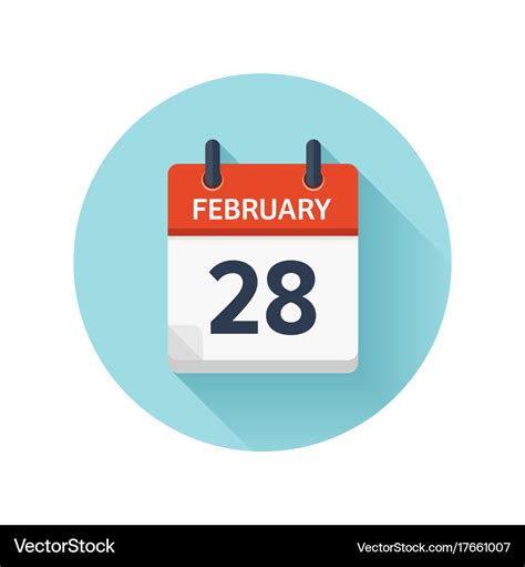 February 28 flat daily calendar icon date Vector Image