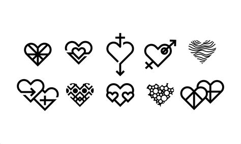 a variety of love icons. set of various styles of heart or love illustration for creative ...