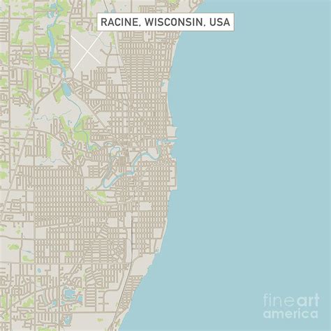 Racine Wisconsin US City Street Map Digital Art by Frank Ramspott