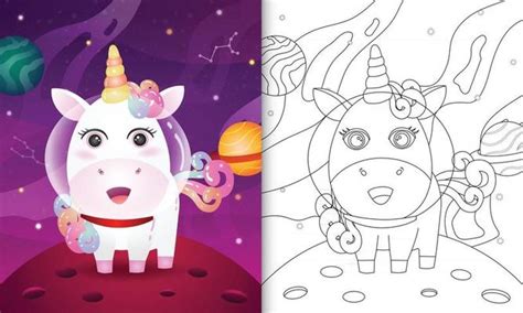 Cute Unicorn Coloring Page Vector Art, Icons, and Graphics for Free Download