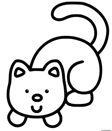 Coloriage chat facile maternelle 2 ans - JeColorie.com