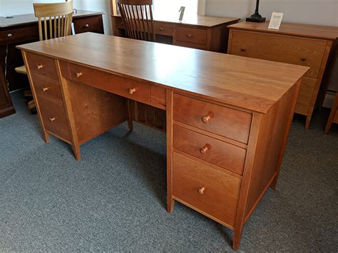 Shaker Furniture of Maine » CHERRY DOUBLE PEDESTAL DESK