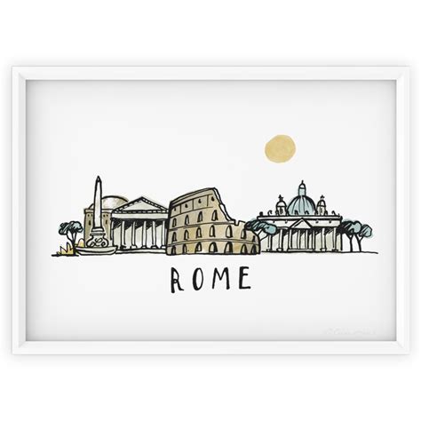 Rome skyline illustration drawn in a contemporary style