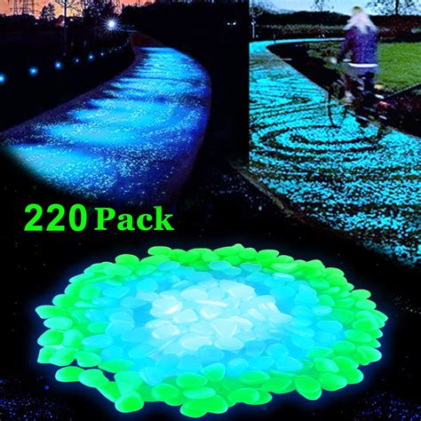 Lovebay 220pcs Glow in the Dark Garden Pebbles Glow Stones Rocks for ...