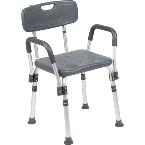 34.75" Gray Adjustable Classic Bath and Shower Chair with Arms - Walmart.com - Walmart.com