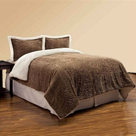 NorthCrest Faux Fur & Sherpa Brown Zebra King Bed Comforter Set 3 Piece ...