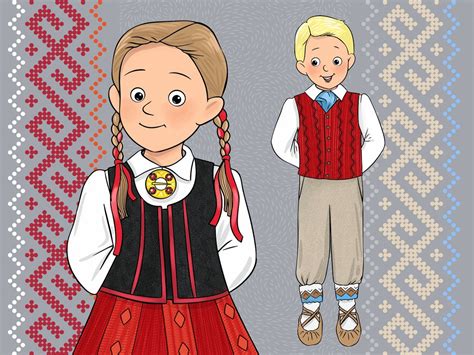 Latvian folk costume coloring for kids / Article