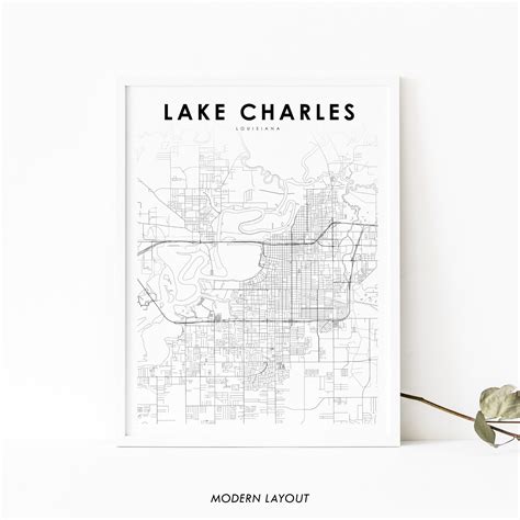 Lake Charles LA Map Print Louisiana USA Map Art Poster City | Etsy