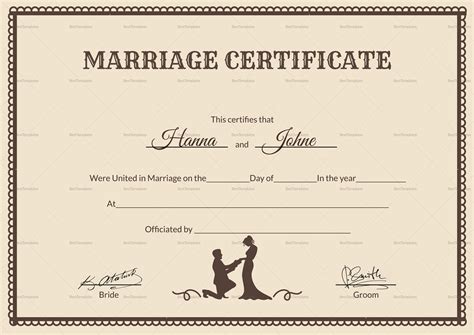 Vintage Marriage Certificate Design Template in PSD, Word