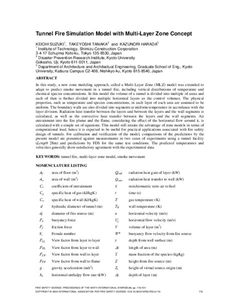 (PDF) Tunnel Fire Simulation Model With Multi-Layer Zone Concept ...