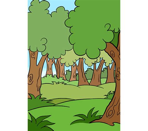 How to Draw a Cartoon Forest in a Few Easy Steps | Easy Drawing Guides | Forest drawing, Easy ...