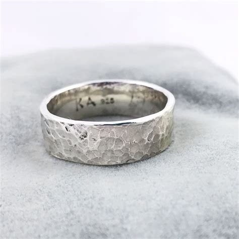 Hammered Silver Ring / Solid Sterling Silver / Rustic Men’s Women’s ...