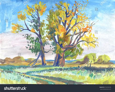 Autumn Landscape With Trees Painting Stock Photo 316539185 : Shutterstock