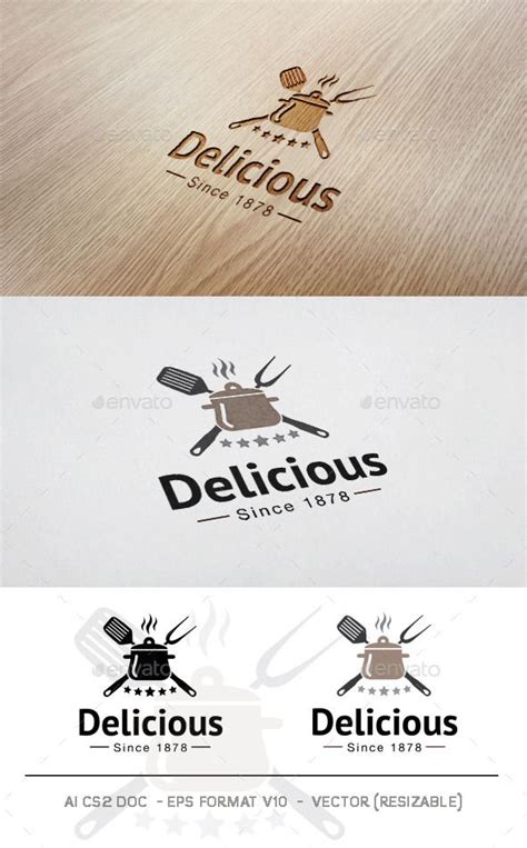 Delicious Logo | Word template design, Brochure design template, Food logo design