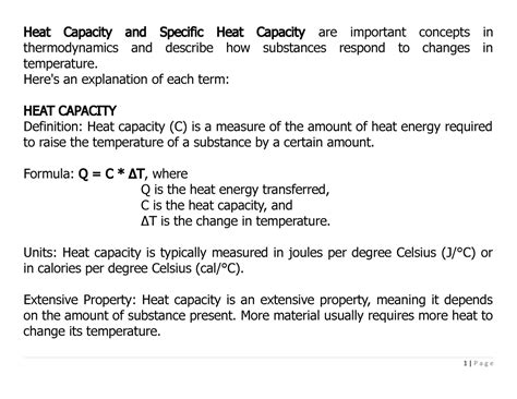 Heat Capacity and Specific Heat Capacity Concepts - Here's an ...