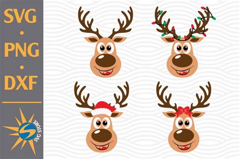 Reindeer Head SVG, PNG, DXF Digital Files Include - Buy t-shirt designs