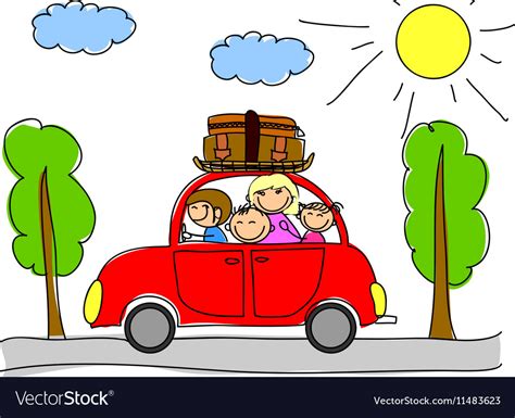 Family car drawing Royalty Free Vector Image - VectorStock