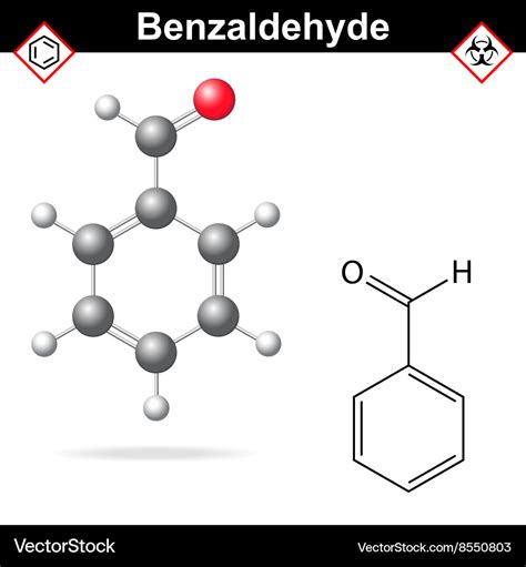 Benzaldehyde molecular structure Royalty Free Vector Image